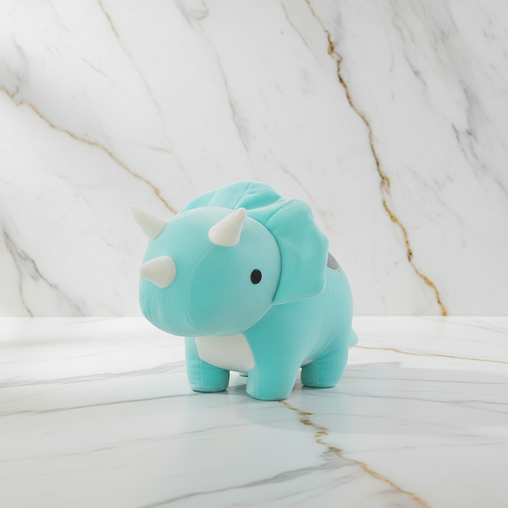 Turquoise dinosaur on marble