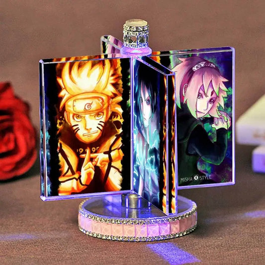 4 Pictures Photo Frame Rotatable Glowing Glass - IVORYNN