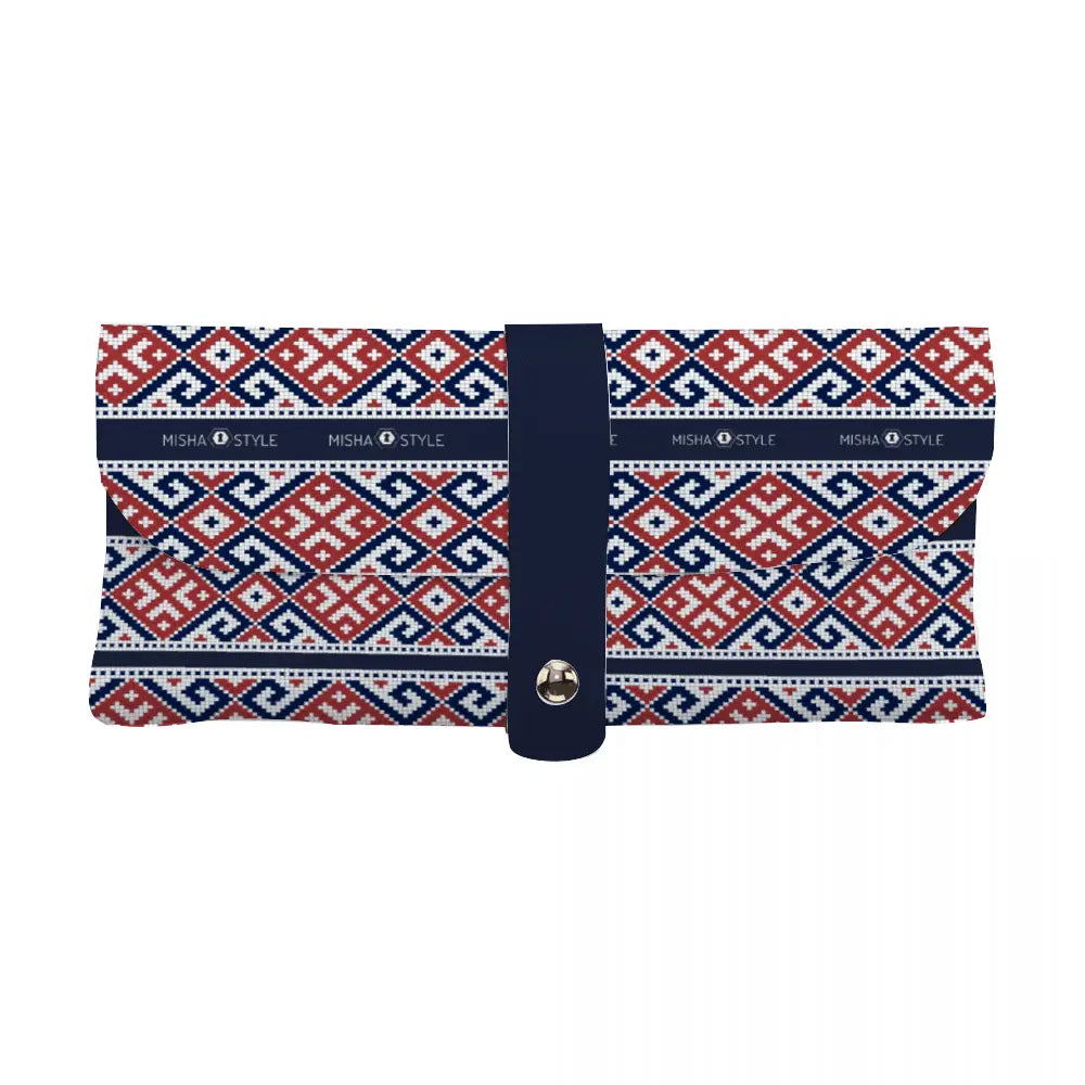 Dark Blue Decoration Anti-Scratch Leather Portable Eyewear Case - IVORYNN