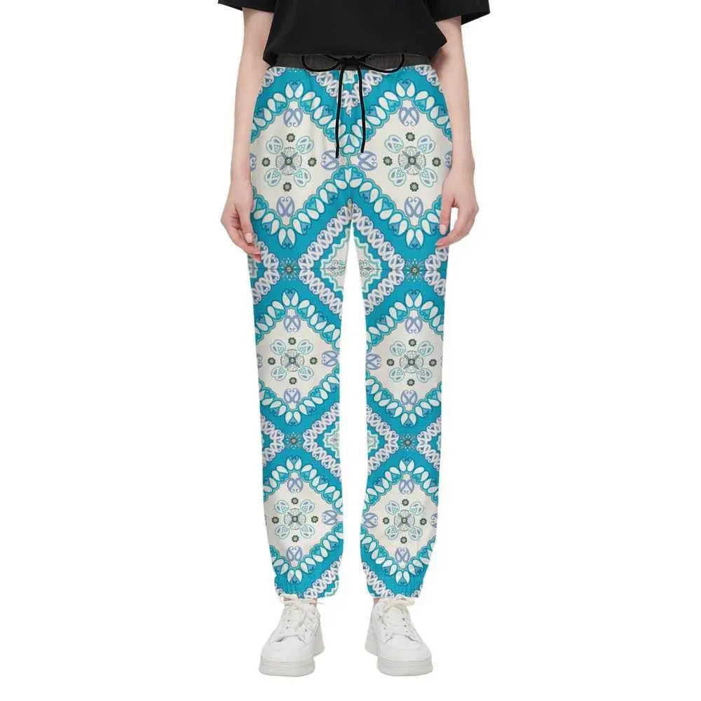 Decorative Casual Fit Jogging Pants - Turquoise - IVORYNN