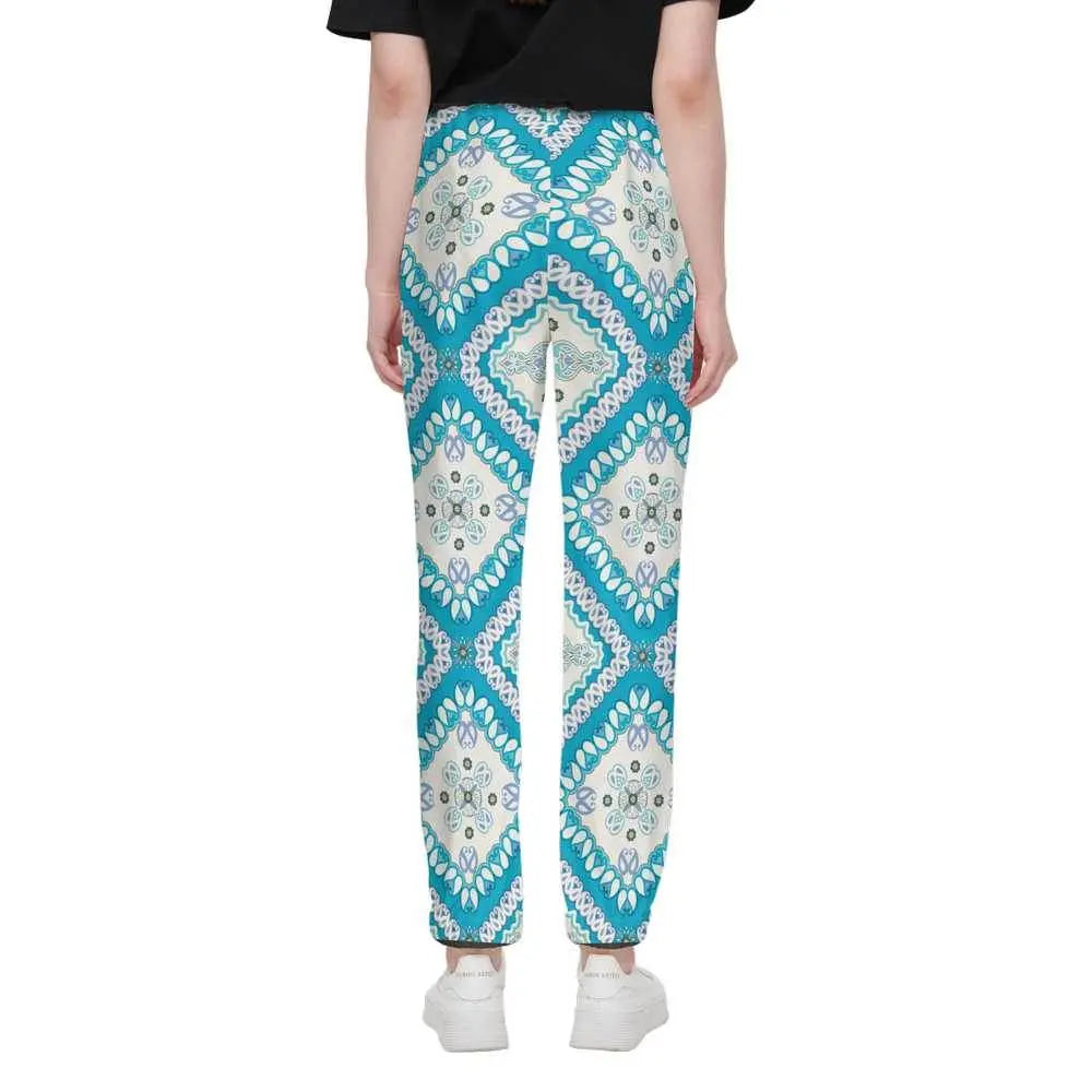 Decorative Casual Fit Jogging Pants - Turquoise - IVORYNN