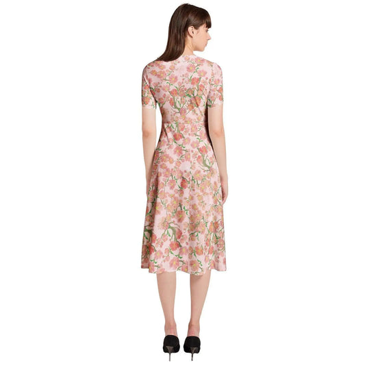 Floral Puff Sleeve Button Through Dress - IVORYNN