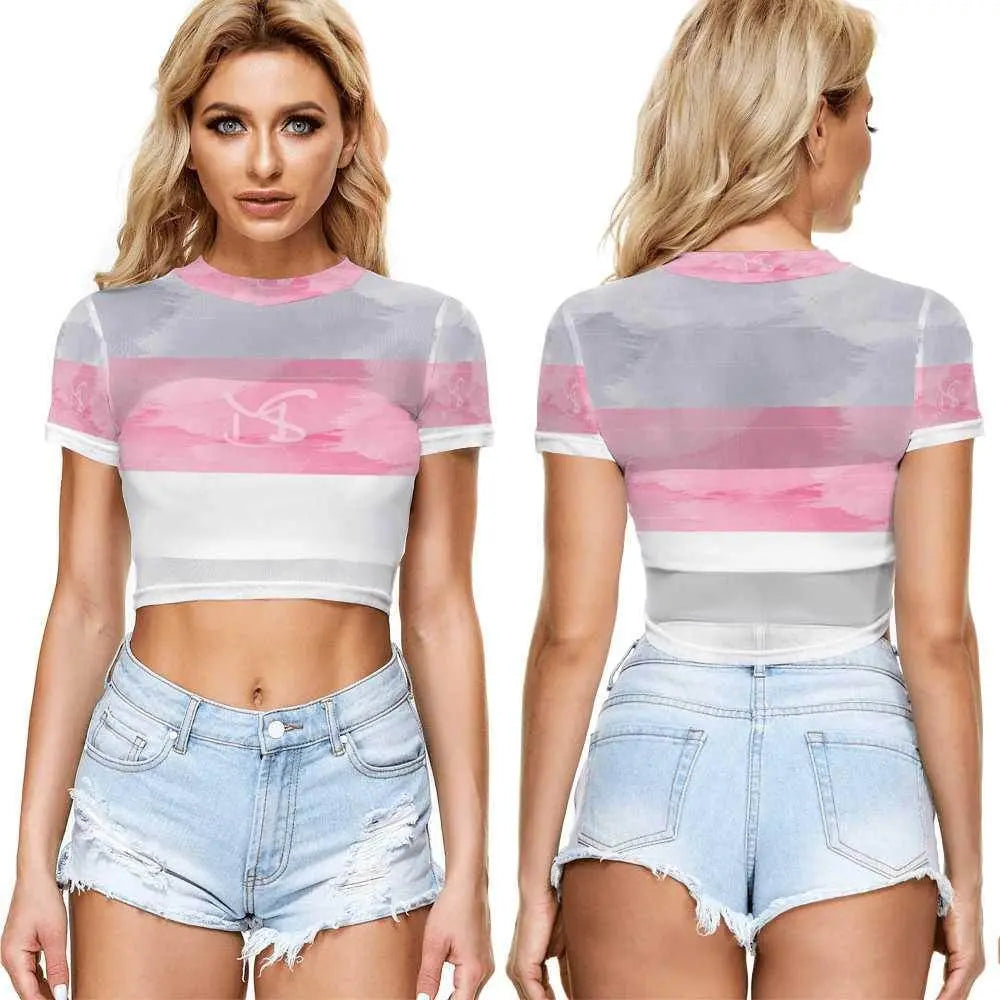 Love Line Sheer Tee Mesh Crop Top - IVORYNN