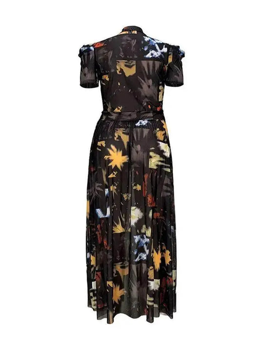 Plus Size Sexy Chiffon Puff Short Sleeve Mesh Tops - IVORYNN