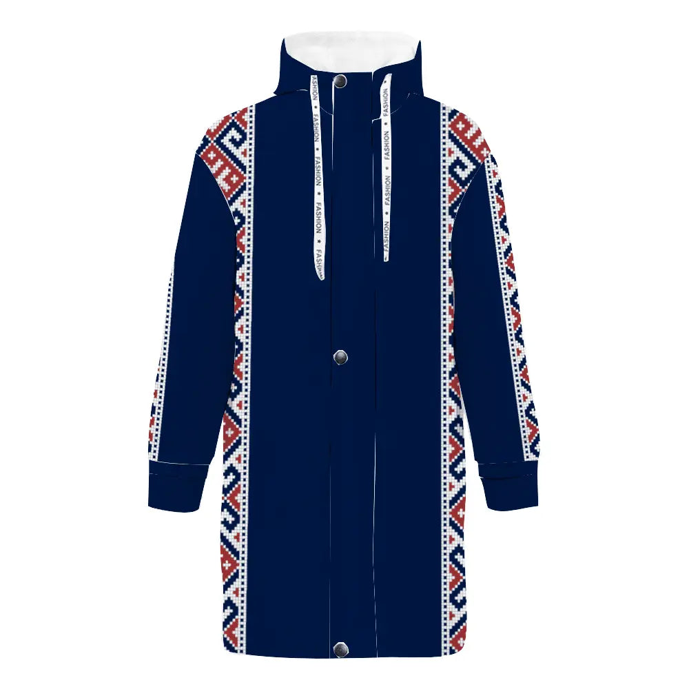 Print Embroidery Long Zip Hooded Jackets - IVORYNN