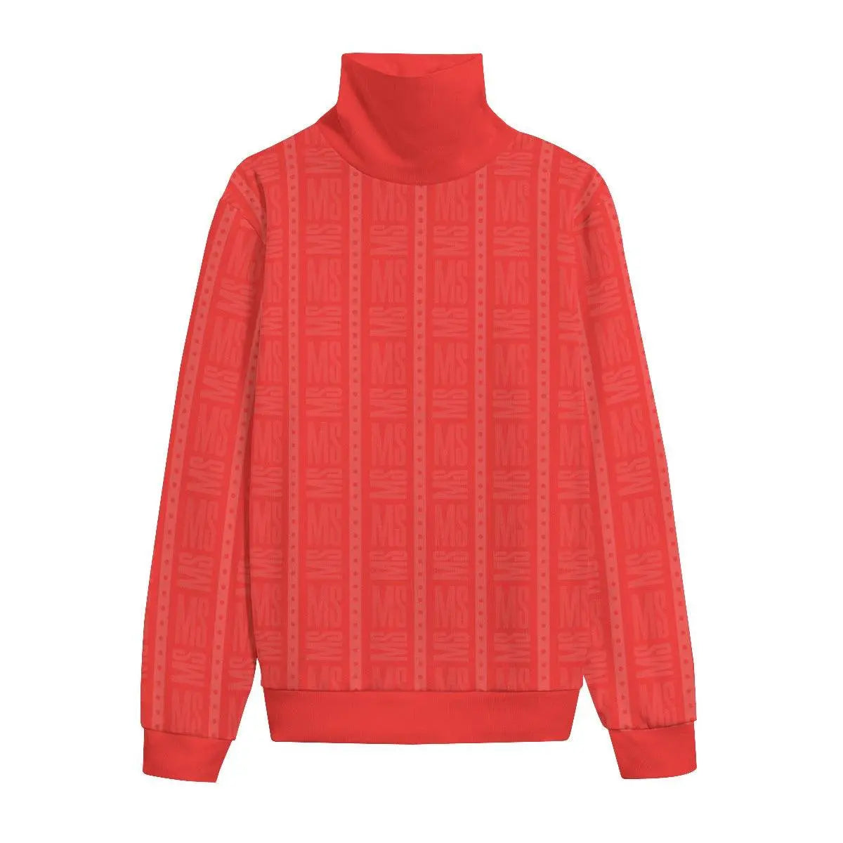 Turtleneck Knitted Fleece Sweater - Red - IVORYNN