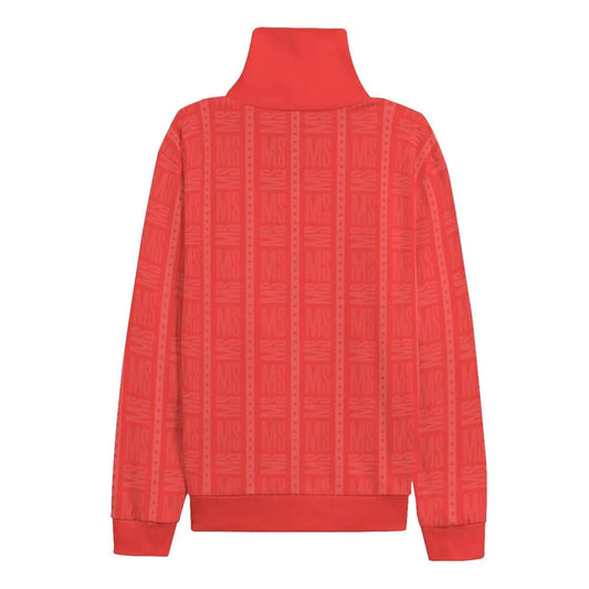 Turtleneck Knitted Fleece Sweater - Red - IVORYNN