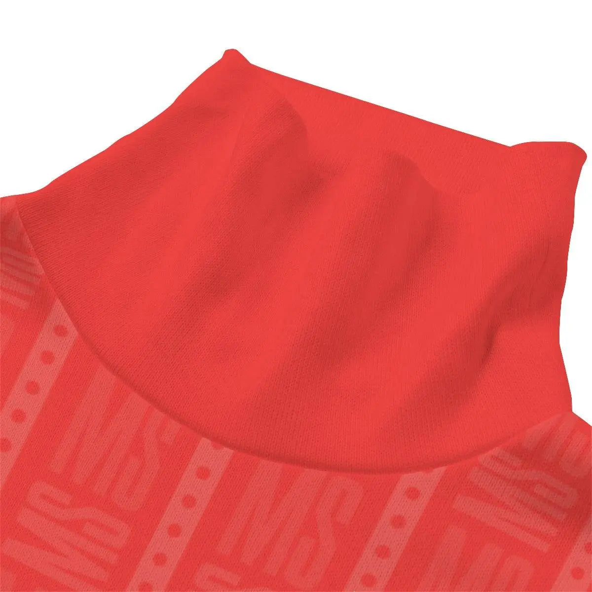 Turtleneck Knitted Fleece Sweater - Red - IVORYNN