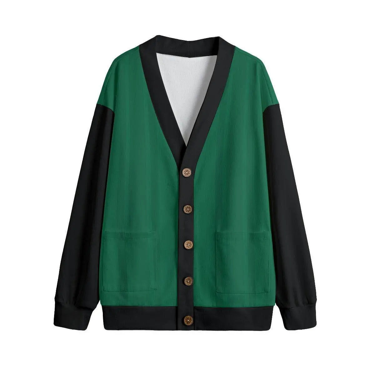Unisex V-neck Knitted Fleece Cardigan With Button Closure - IVORYNN
