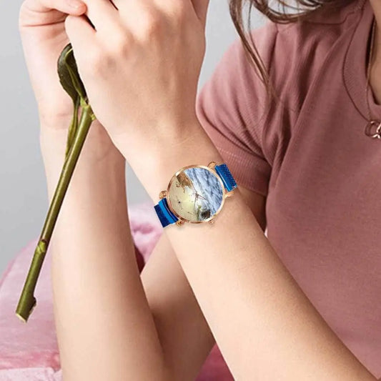 Women's Magnetic Buckle Quartz Wrist Watches - Blue - IVORYNN