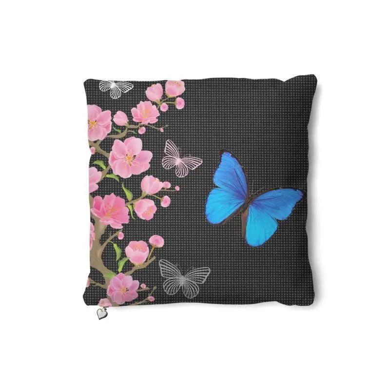 Blue Butterfly Floral Throw Decor Pillow - Mishastyle