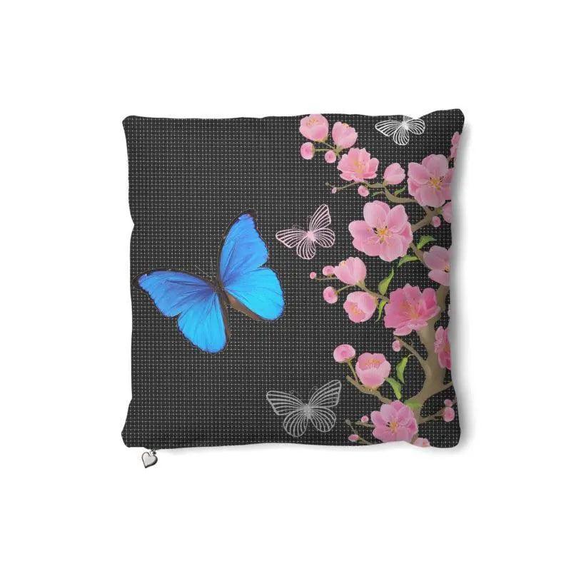 Blue Butterfly Floral Throw Decor Pillow - Mishastyle