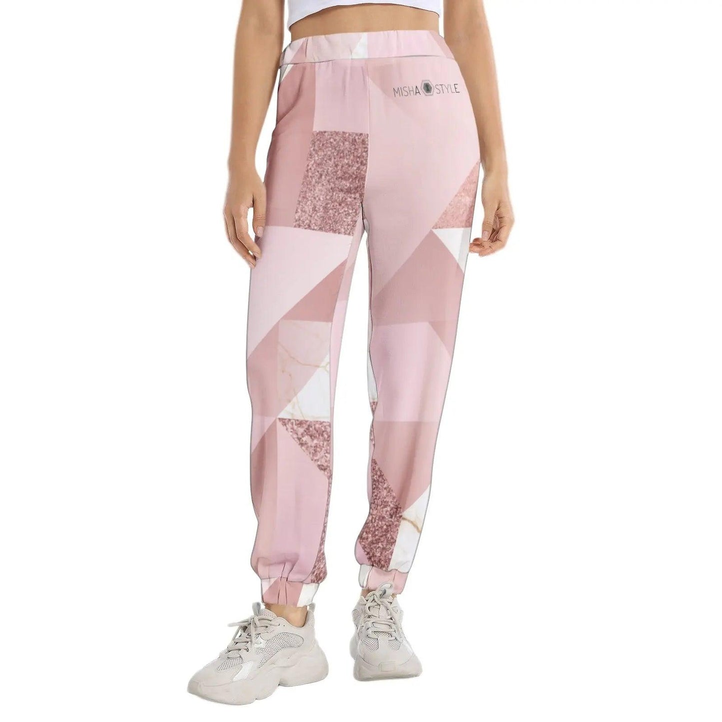 Elastic Waist Tapered Sweatpant - Marble - Mishastyle