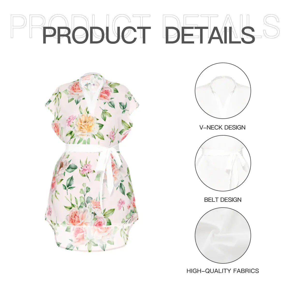 Floral Standing Collar Soft Dress With Belt