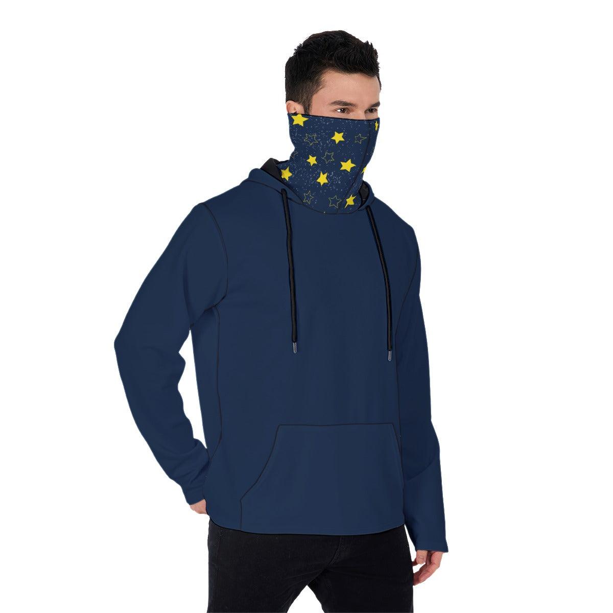 Men's Heavy Fleece Hoodie With Mask - Navy - Mishastyle