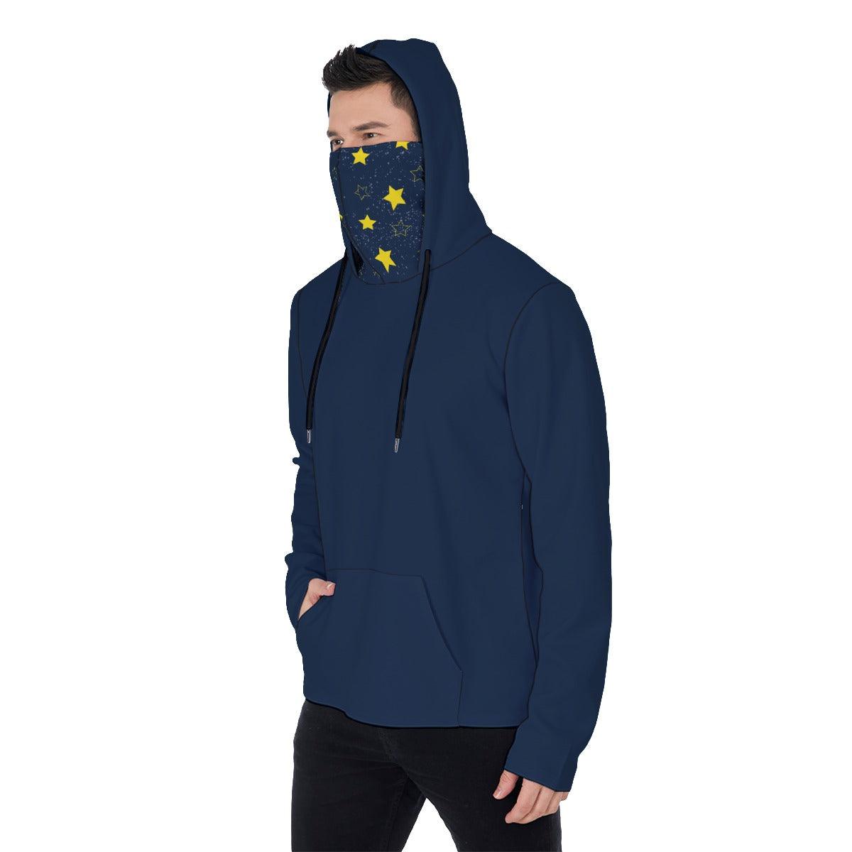 Men's Heavy Fleece Hoodie With Mask - Navy - Mishastyle