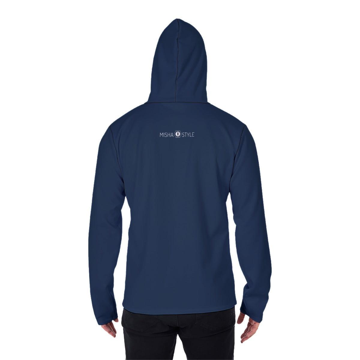 Men's Heavy Fleece Hoodie With Mask - Navy - Mishastyle