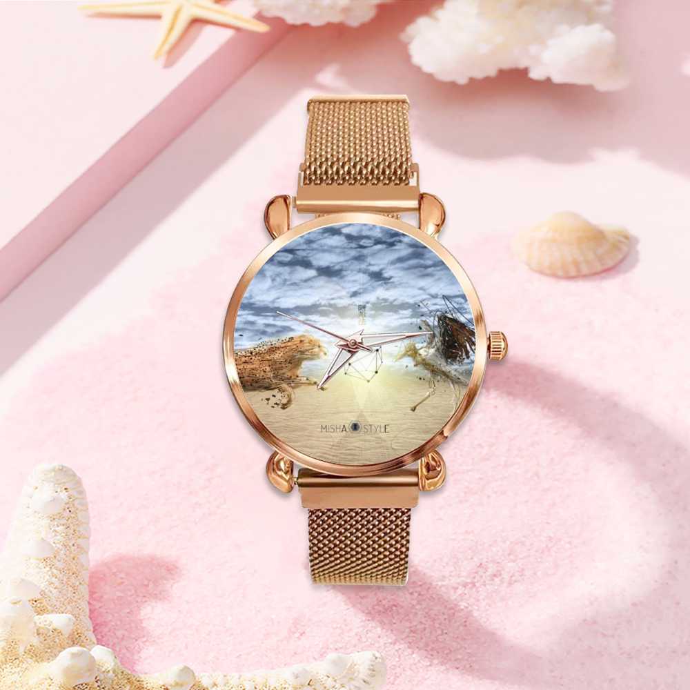 Women's Magnetic Buckle Quartz Wrist Watches - Gold - Mishastyle