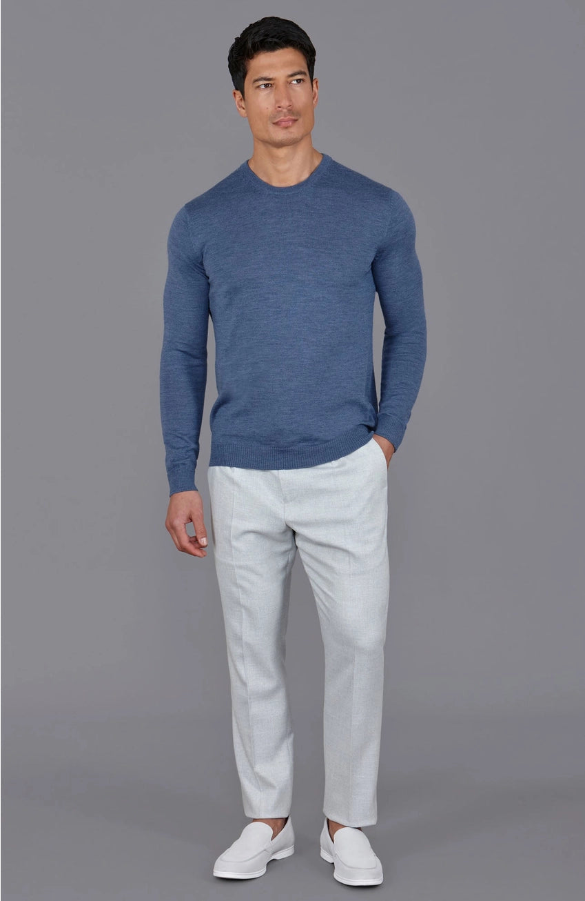 Premium Extra Fine Merino Wool Denim Blue Sweater