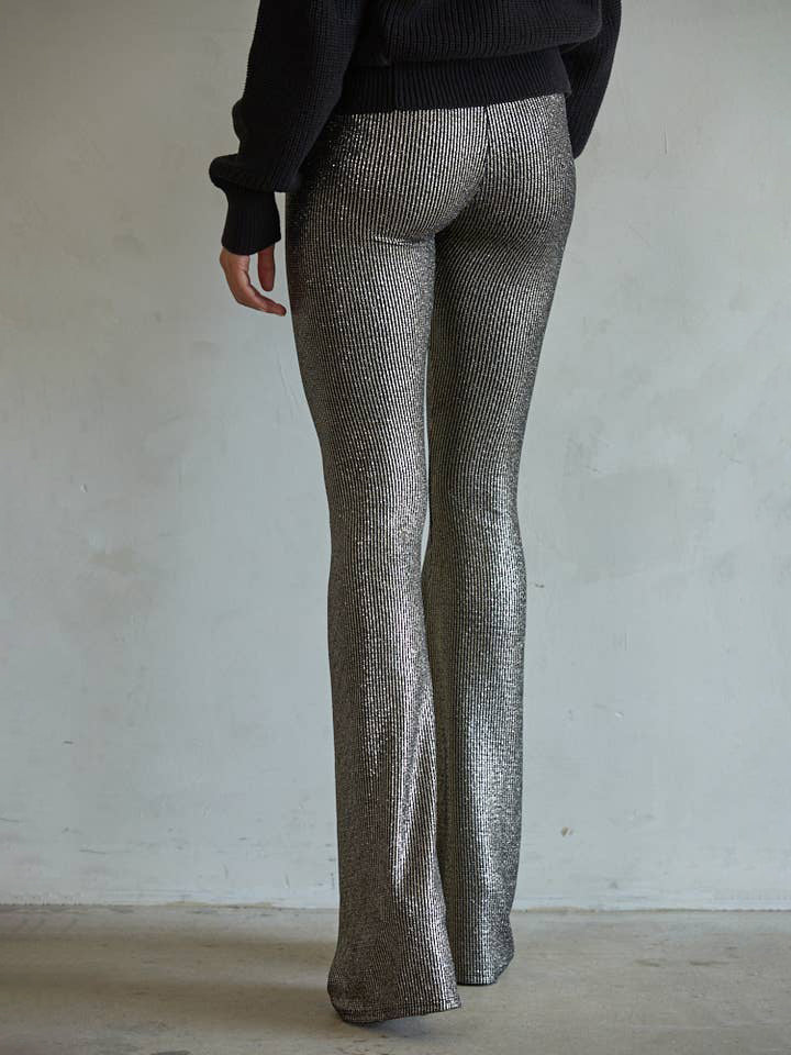 Comfortable High Waist Rib Knit Bootcut Pants