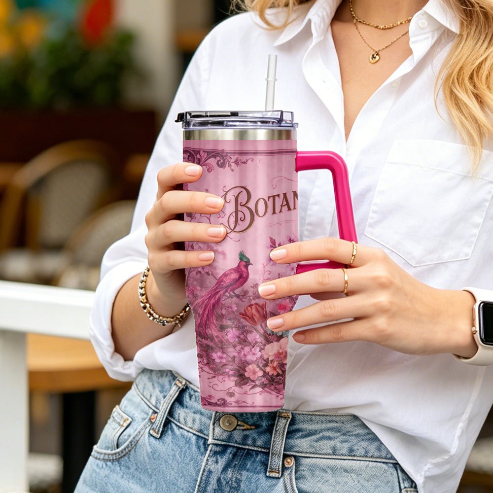 Larg Stainless Steel Tumbler With hot Pink Handle