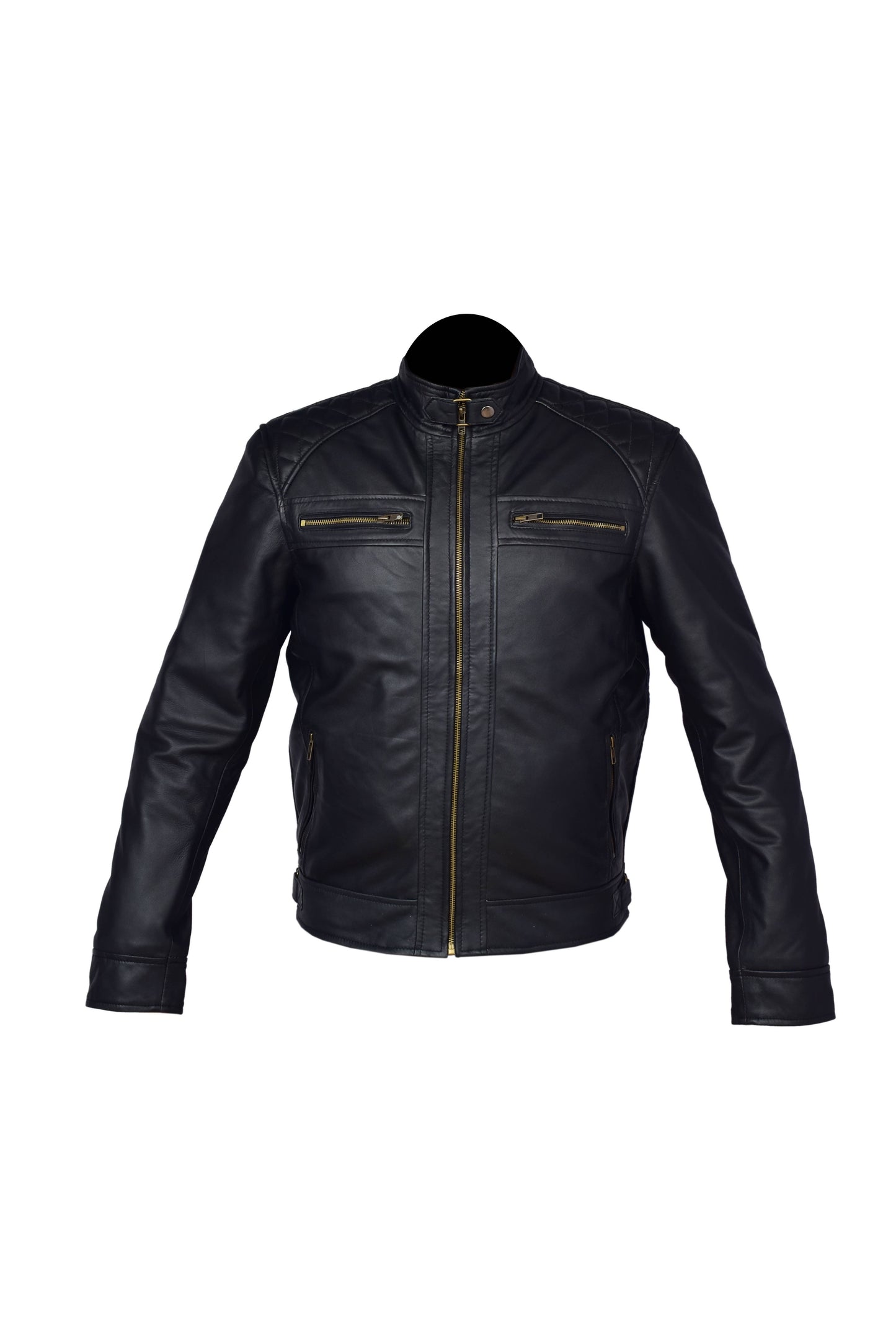 Sustainable Eco Luxe Men's Black Sheepskin Leather Rider Jacket - Classic Fit
