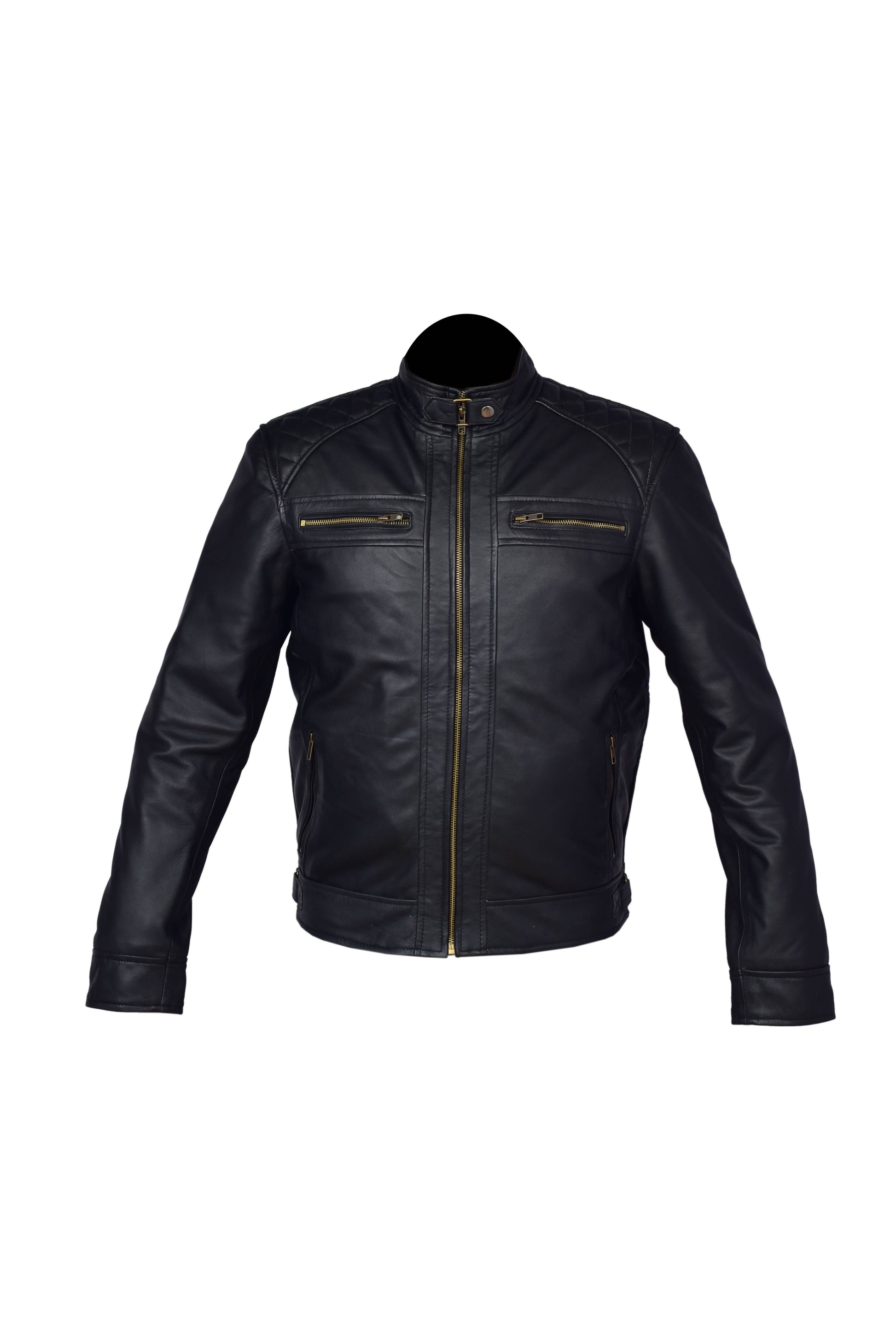 Sustainable Eco Luxe Men's Black Sheepskin Leather Rider Jacket - Classic Fit
