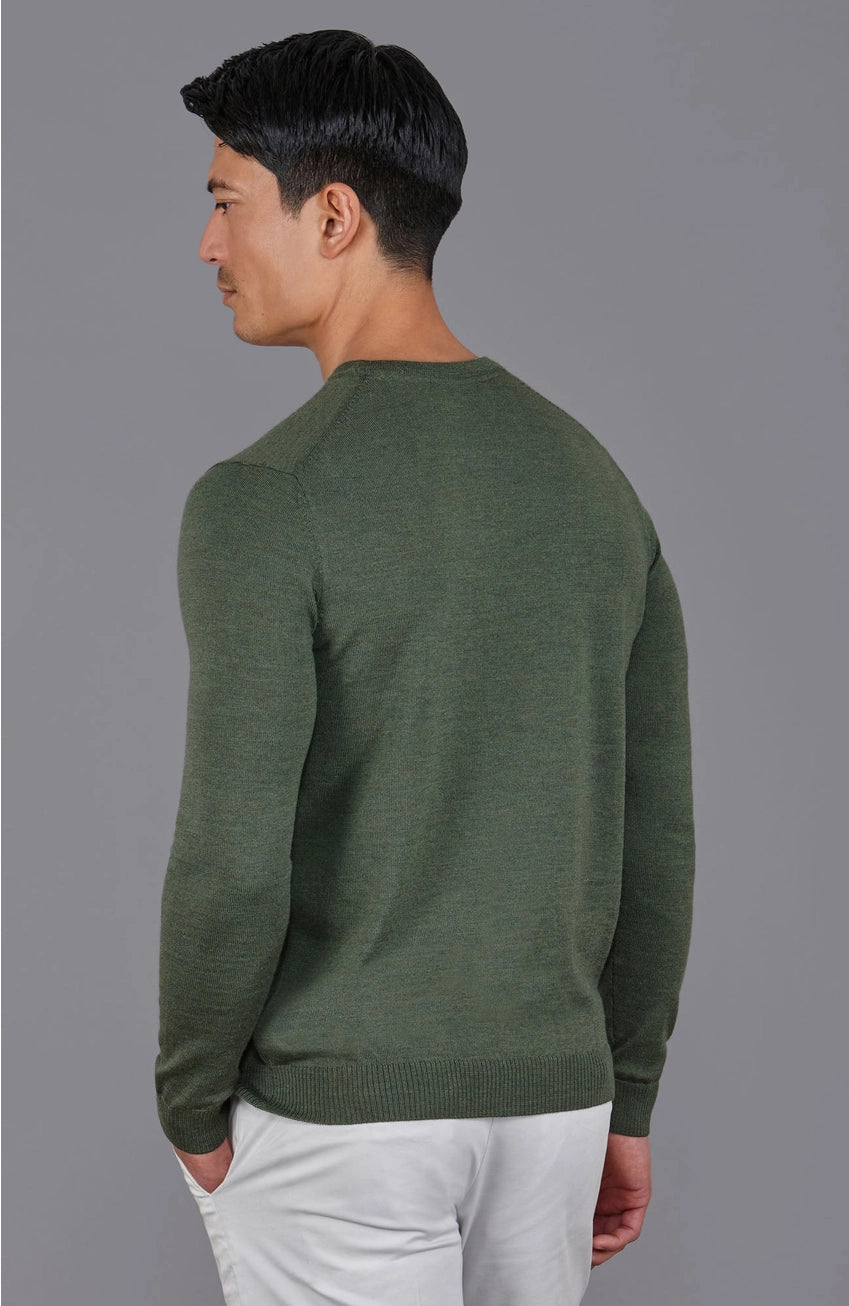 Premium Extra Fine Merino Wool Green Sweater