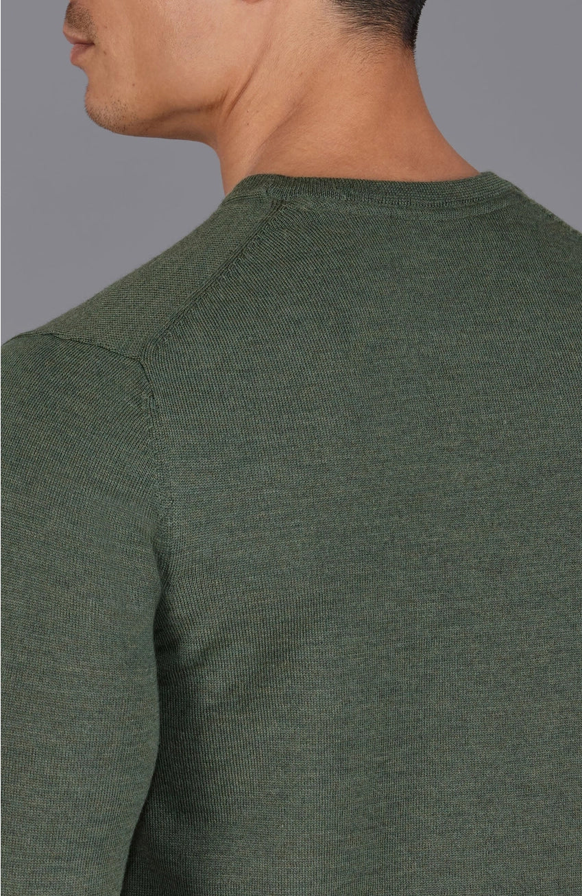 Premium Extra Fine Merino Wool Green Sweater