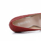 Embossed Snake Ultra High Heels Red Pumps