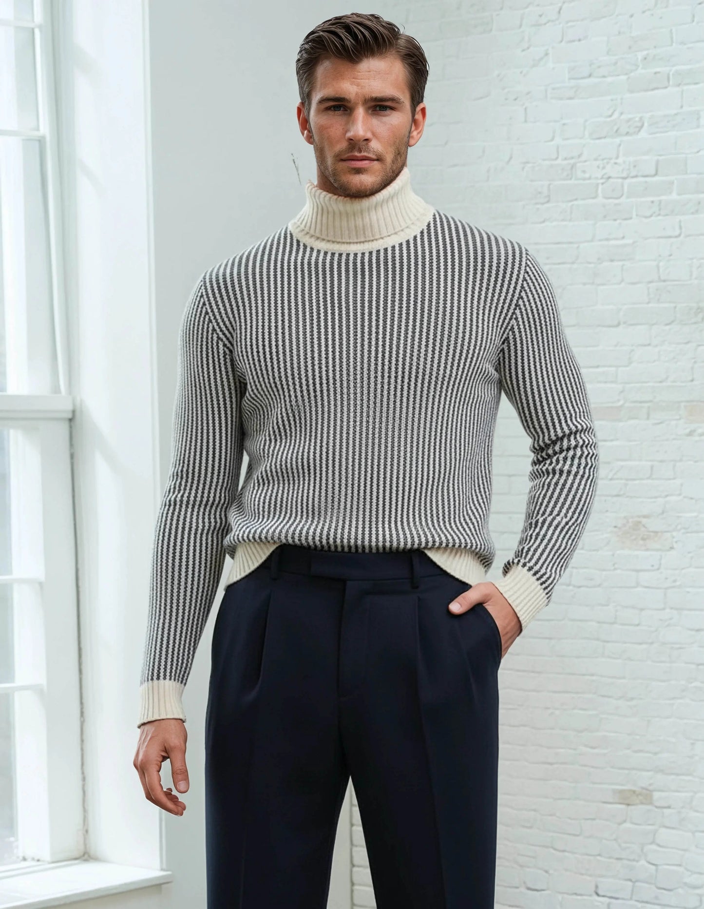 100% Cotton Beige Knitted Sweater - IVORYNN