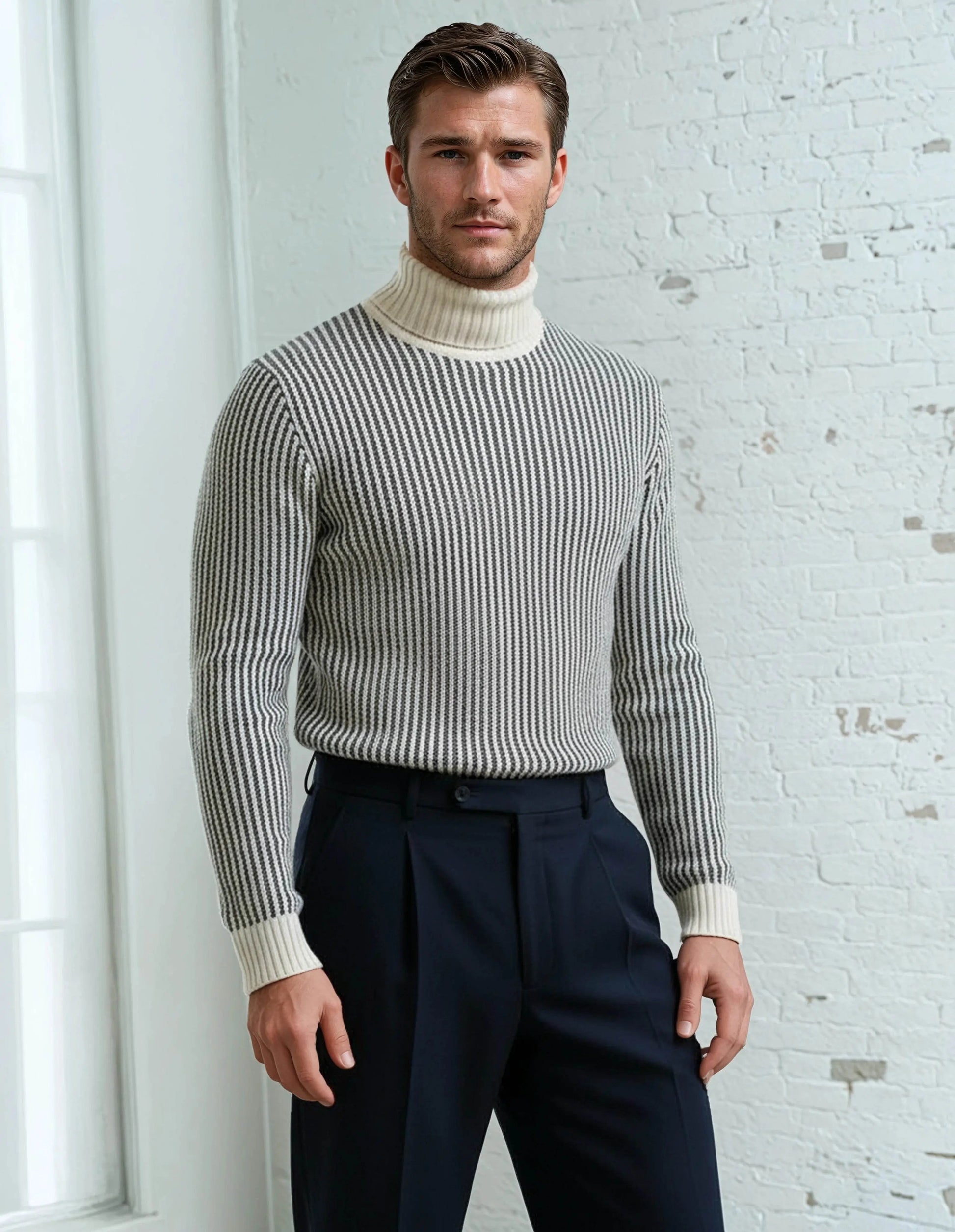 100% Cotton Beige Knitted Sweater - IVORYNN