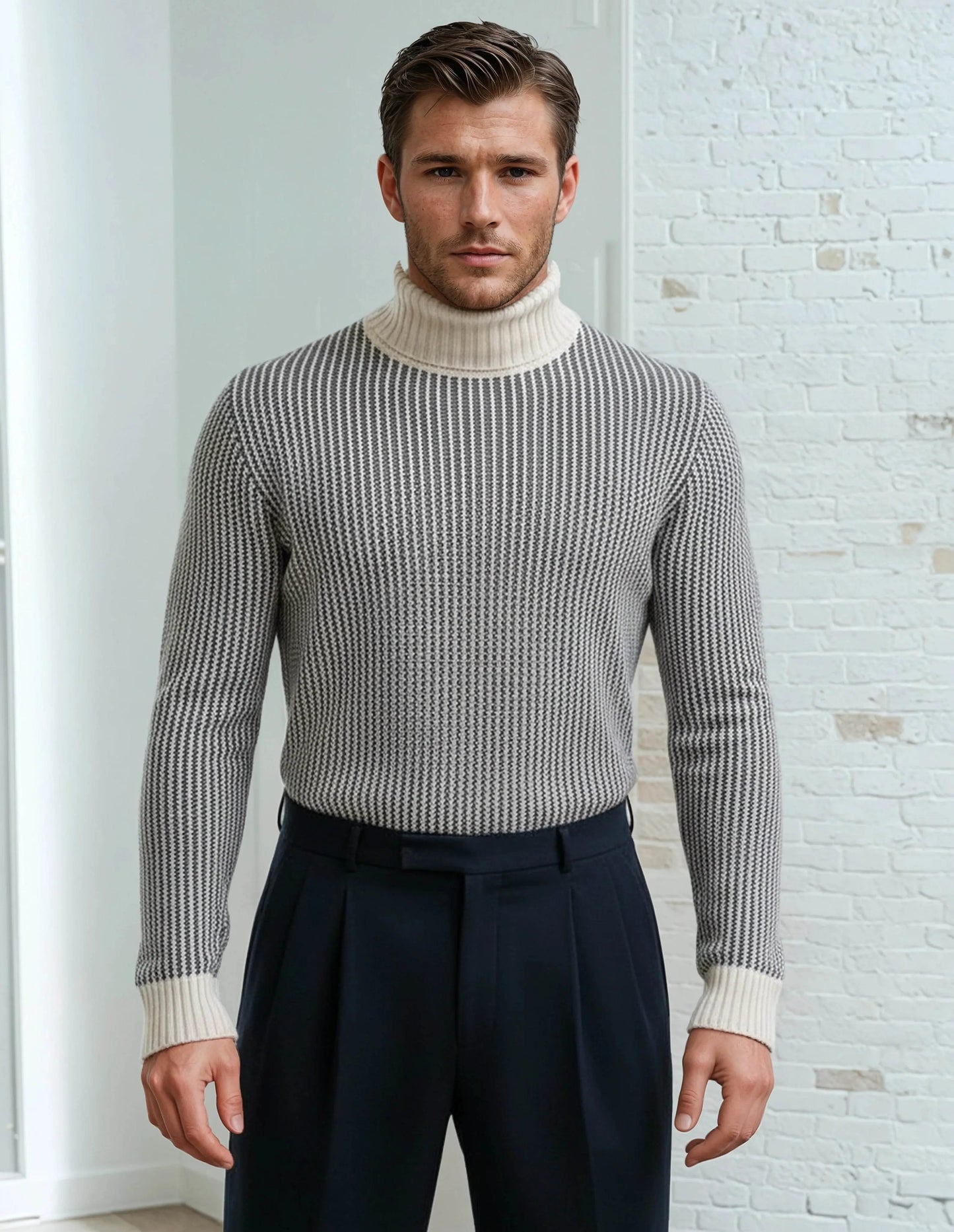 100% Cotton Beige Knitted Sweater - IVORYNN