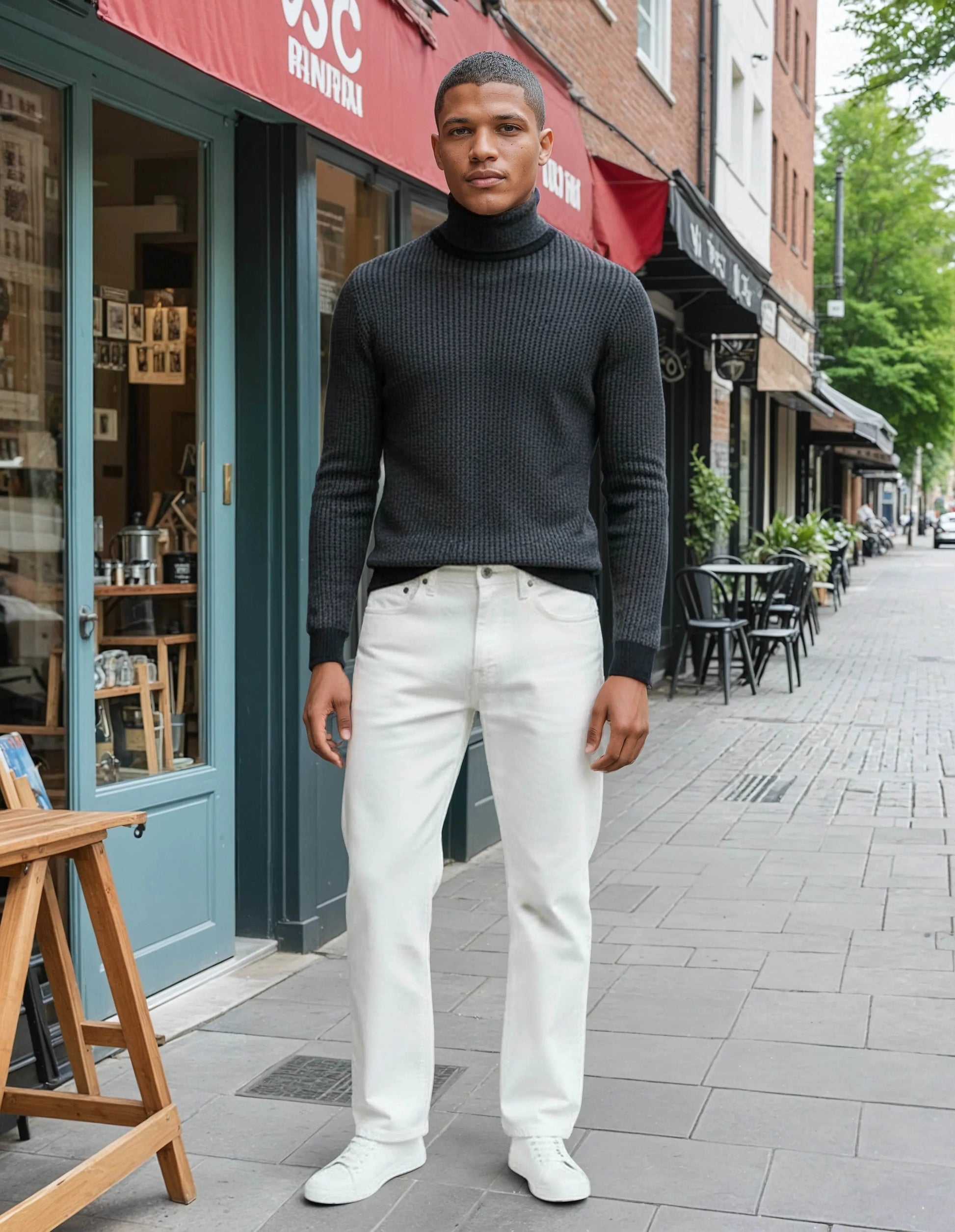 100% Cotton Black Knitted Sweater - IVORYNN