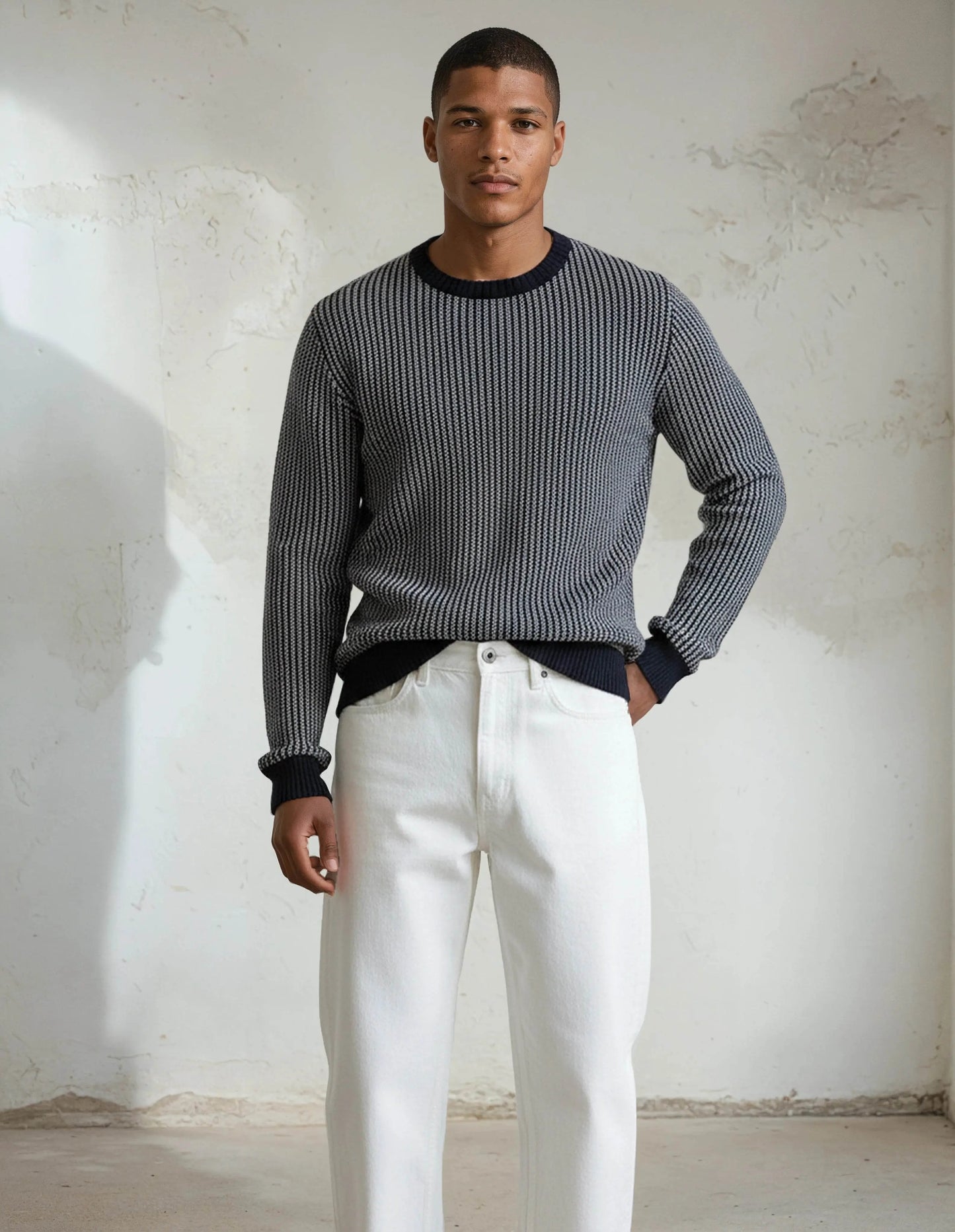 100% Cotton Dark Gray Premium Knitted Sweater - IVORYNN