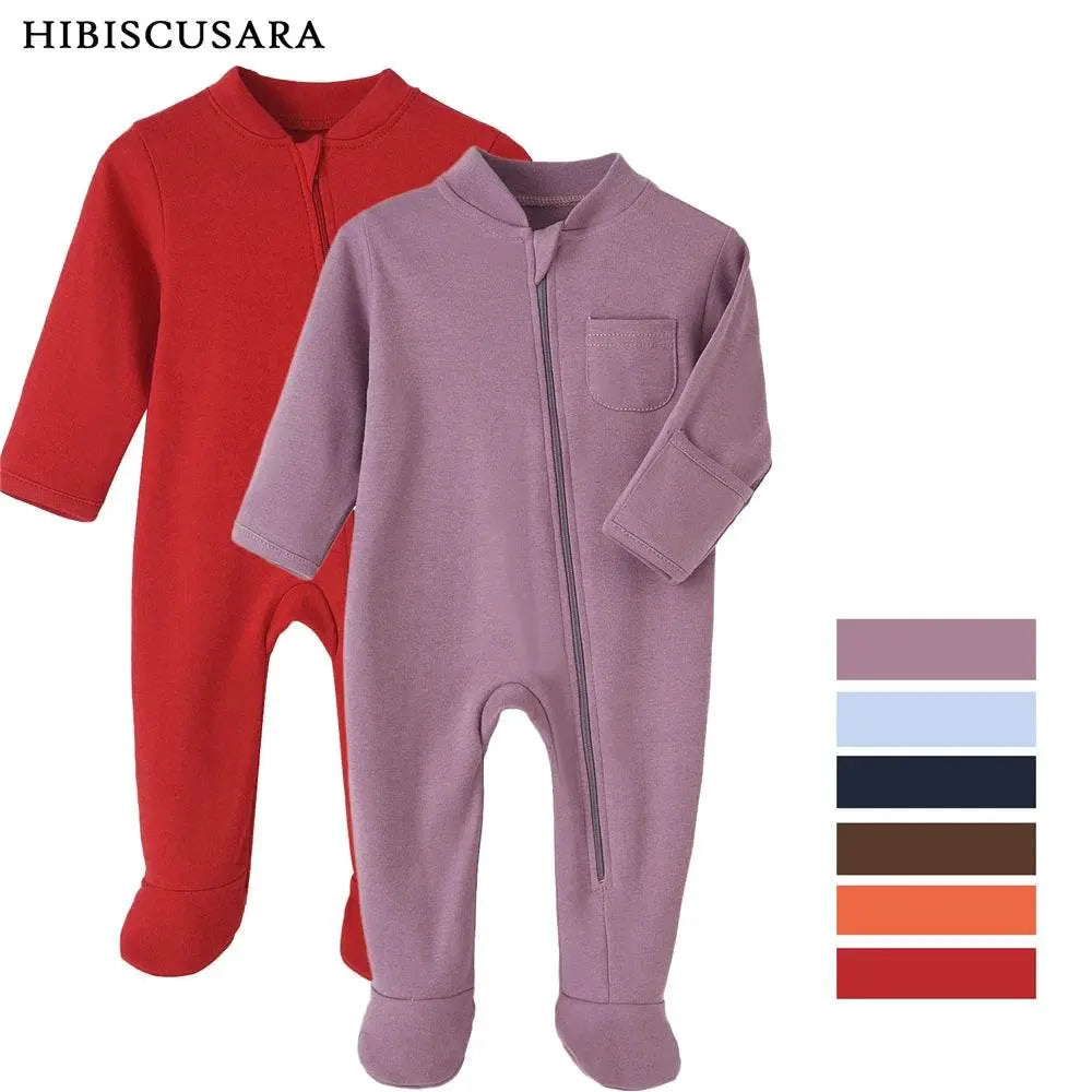 100% Cotton Newborn Baby Zipper Rompers - IVORYNN