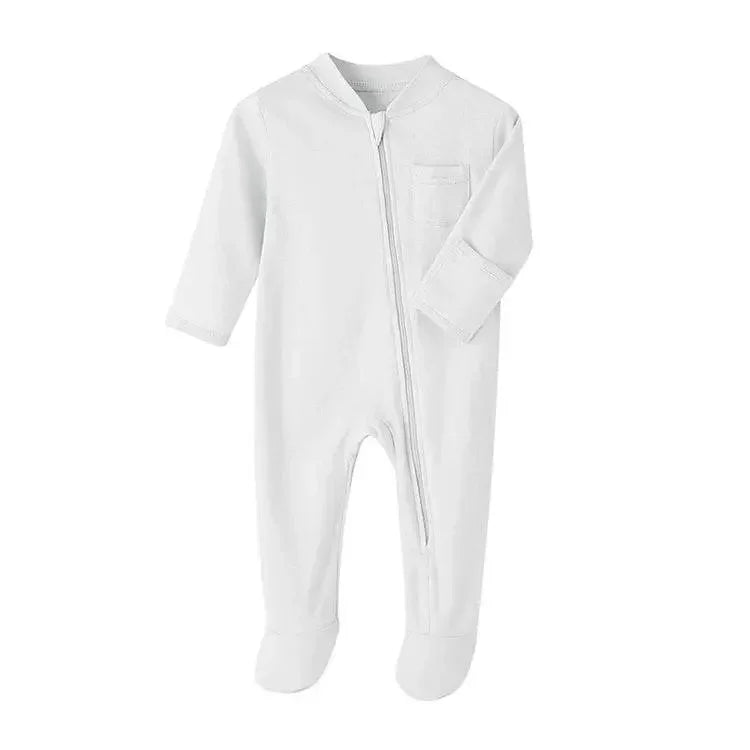 100% Cotton Newborn Baby Zipper Rompers - IVORYNN