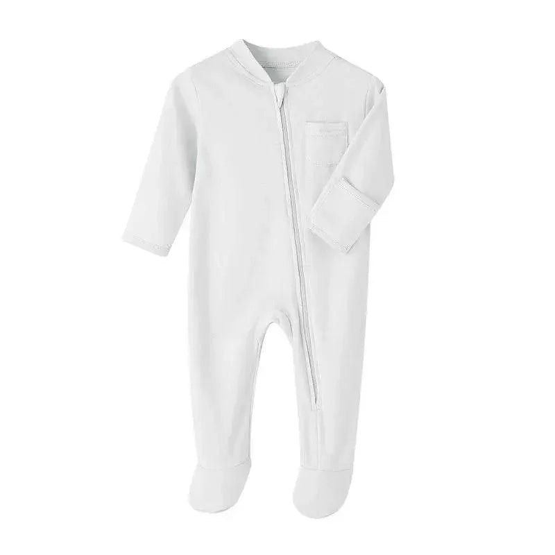 100% Cotton Newborn Baby Zipper Rompers - IVORYNN