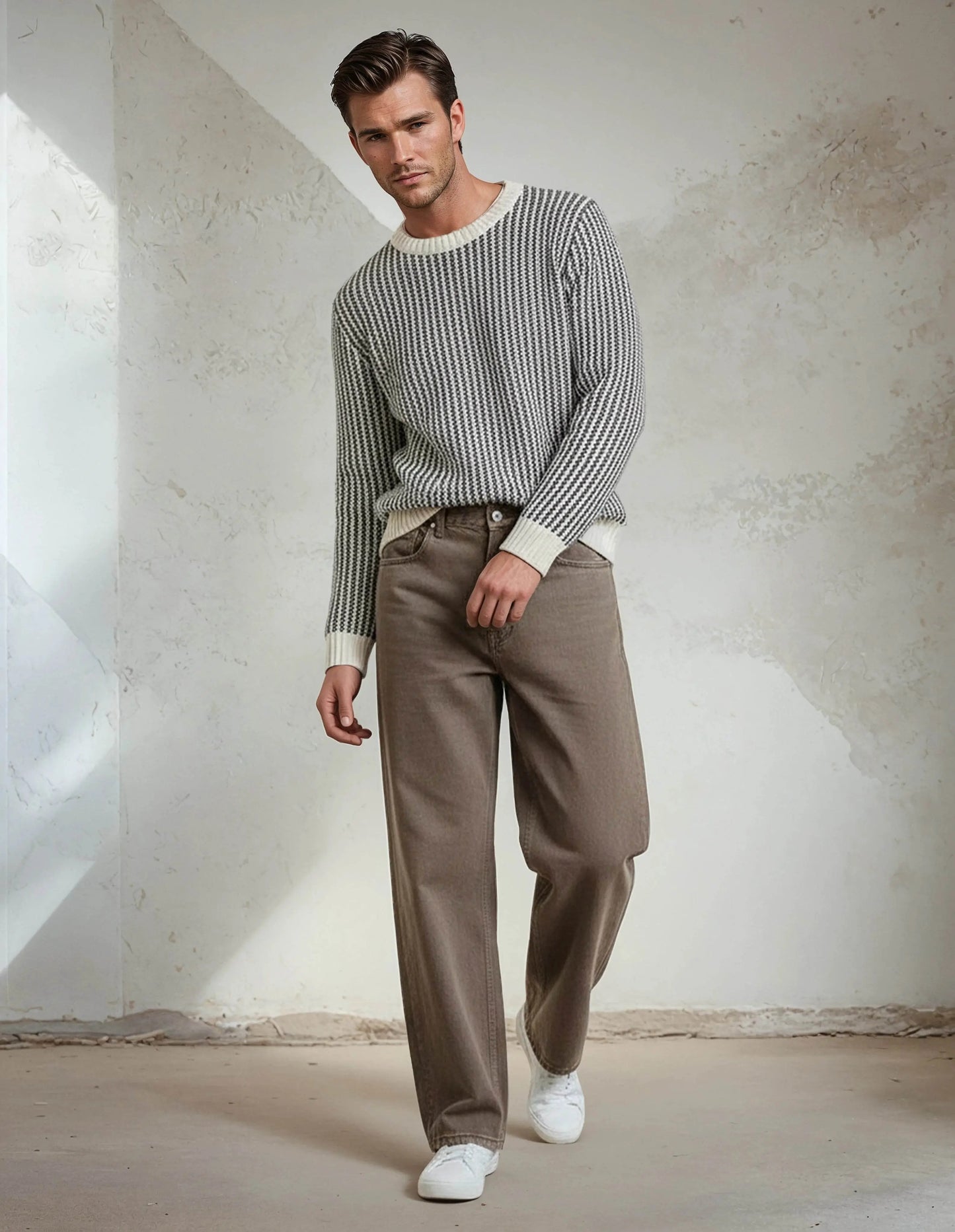 100% Cotton Off White Premium Knitted Sweater - IVORYNN