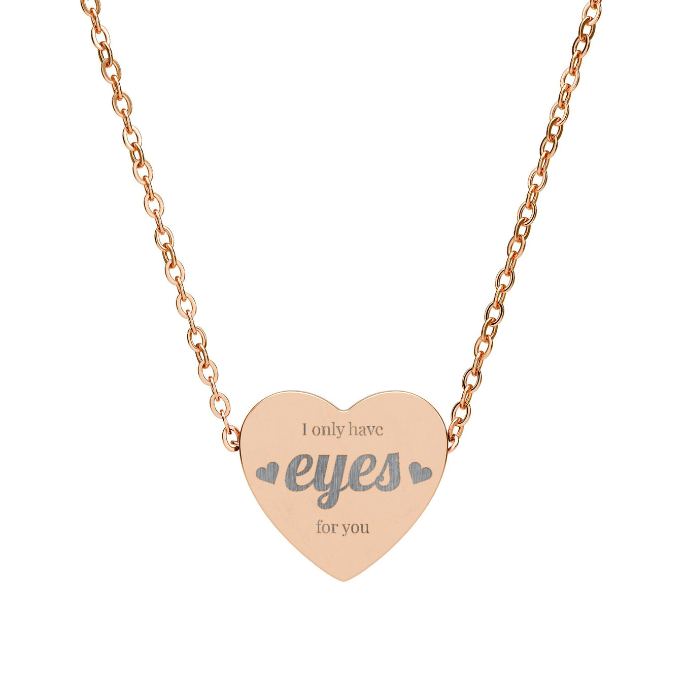 Eyes Script Engraved Heart Necklace Pendant