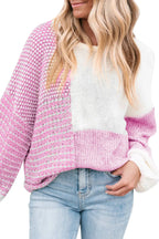 Tie Back Drop Shoulder Pink Knit Sweater