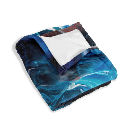 Deep Waves Deep Sea Blue Flannel Blanket