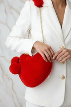 Korean Style Red Love Chain Fluff Bag
