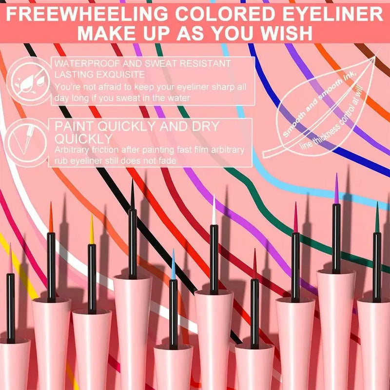 12 Pieces Color Waterproof Eyeliner Pencil - IVORYNN