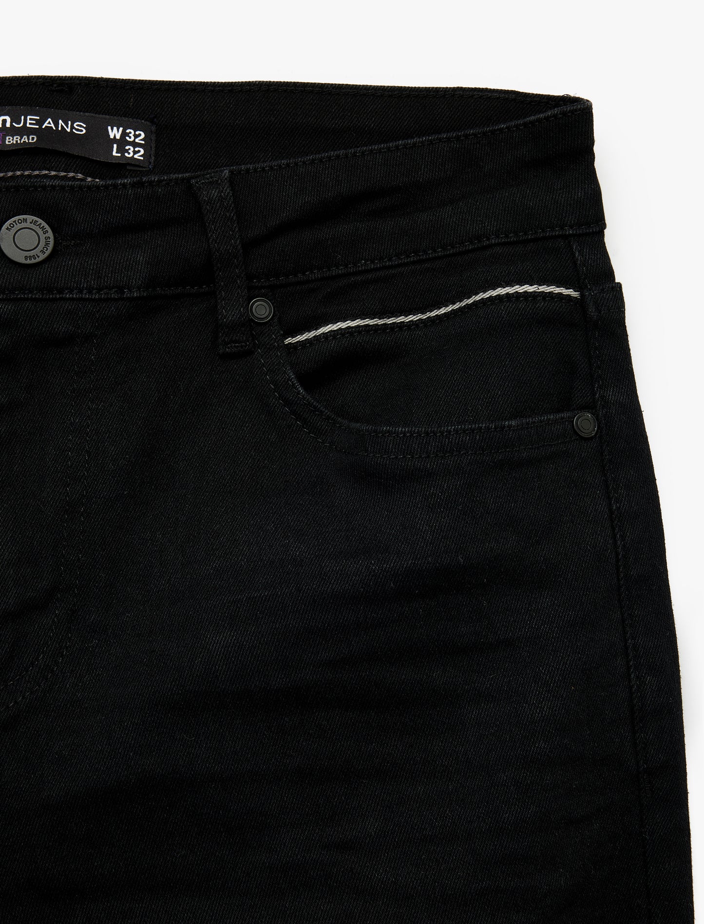 Koton Men's Black Cotton Slim Fit Brad Jeans - Regular Waist Stretch Denim