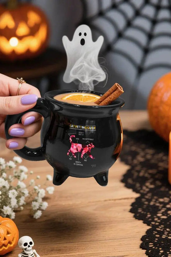 13OZ CAT PETTING GUIDE Cauldron Mug With Handle - IVORYNN