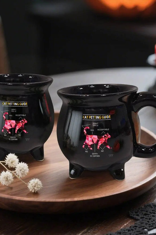 13OZ CAT PETTING GUIDE Cauldron Mug With Handle - IVORYNN