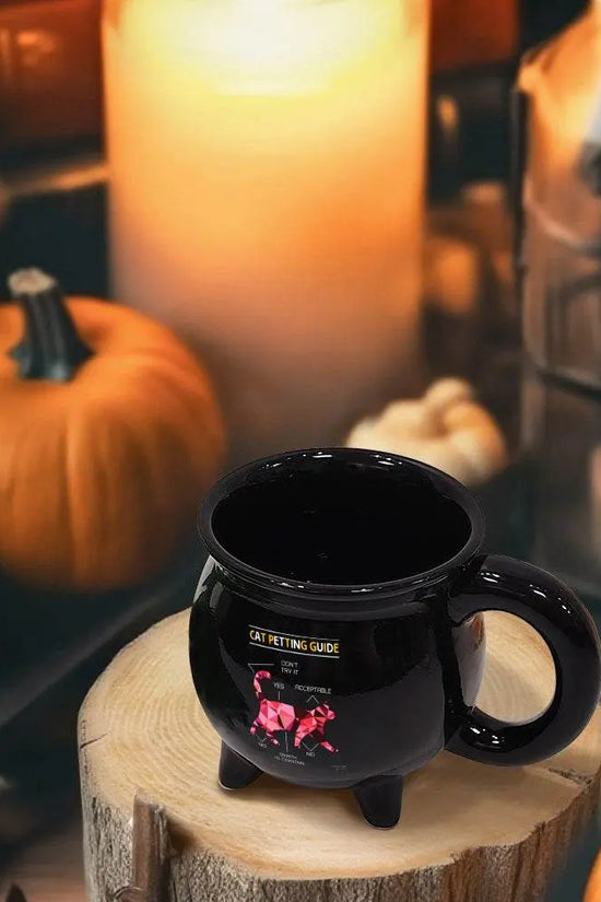 13OZ CAT PETTING GUIDE Cauldron Mug With Handle - IVORYNN