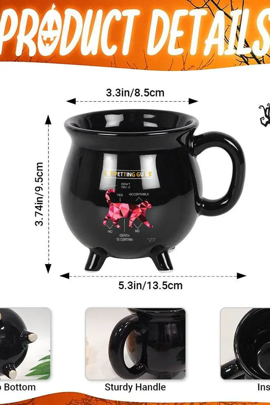 13OZ CAT PETTING GUIDE Cauldron Mug With Handle - IVORYNN