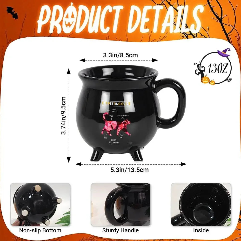13OZ CAT PETTING GUIDE Cauldron Mug With Handle - IVORYNN